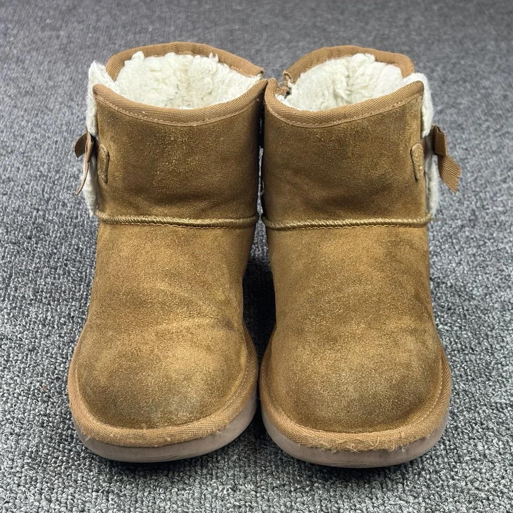 Koolaburra by UGG 1117810 Women's Size 3 Brown Suede Bow Fur Ankle Boots